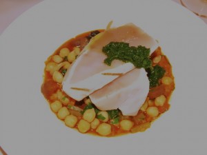 Albacore Tuna With Chorizo, Chickpea and Smoked Olive Stew